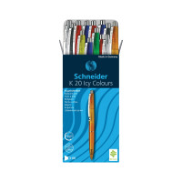Набор ручек шариковых автоматических Schneider, 20 шт. в упаковке, K20 Icy Colours синяя, 1,0 мм, корпус ассорти 132000