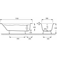 Ванна Jacob Delafon 170х75 см без отверстий для ручек E2937-S-00 00000077134