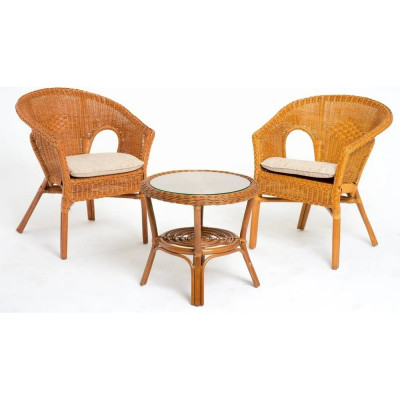 Комплект для отдыха Vinotti 2 кресла, стол 02/08 Коньяк