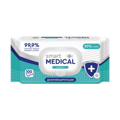 Дезинфицирующие салфетки Smart Medical №100 с пластиковым клапаном 72029