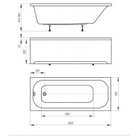Ванна AQUATEK Лугано прямоугольная, 160х70 см LUG160-0000001 00000114603