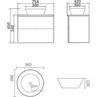 Подвесная тумба с раковиной ORANGE Otto Ot-75TuMDF+B08-360W