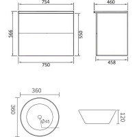 Тумба подвесная с раковиной ORANGE Отто Ot-75TuMDF+B08-360W