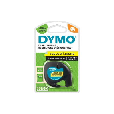 Лента Dymo S0721620 для LetraTag 12 мм, 4 м, пластиковая, желтая, в блистере DYMO91222