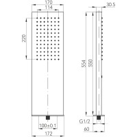 Верхний душ CLEVER Vinci 550x170 мм, встраиваемый 61116