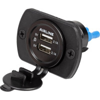 Встраиваемая влагозащищенная розетка Airline USB с 2 портами 5В, 2.1А + 2.1А, в пакете AEBJ205