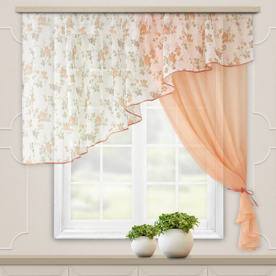 Комплект штор для кухни witerra византия, 280x160, персиковый, правый 45922