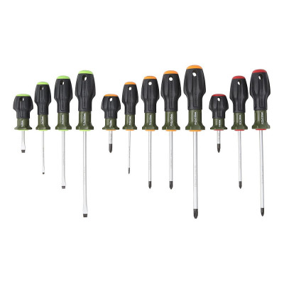 Набор отверток Дело Техники c трехкомпонентными рукоятками SL, PH, PZ, 12штук 728125