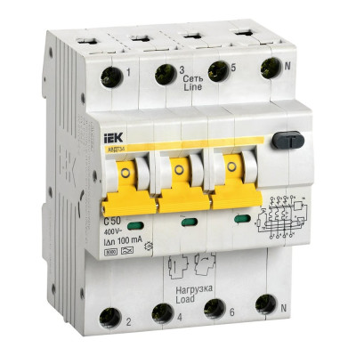 Автоматический выключатель дифф. тока IEK АВДТ 34 C50 100мА MAD22-6-050-C-100