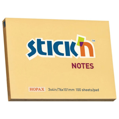 Самоклеящийся бумажный блок STICK`N 21392 76x101 мм, 100 листов, 70 г/м2, пастель, оранжевый, 12 шт в упаковке 822720