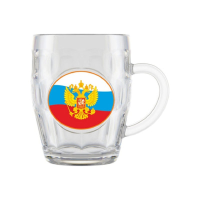 Кружка для пива ДЕКОСТЕК 1002/1-Д Герб на флаге, 500 мл, подарочная упаковка ТП6944