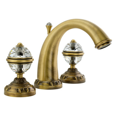 Смеситель для раковины Migliore CRISTALIA на 3 отв., ручки CRYSTAL, бронза 18583