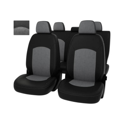 Чехлы PSV ВАЗ 21099 1990 2011 г черная экокожа серая алькантара Оригинал 136002