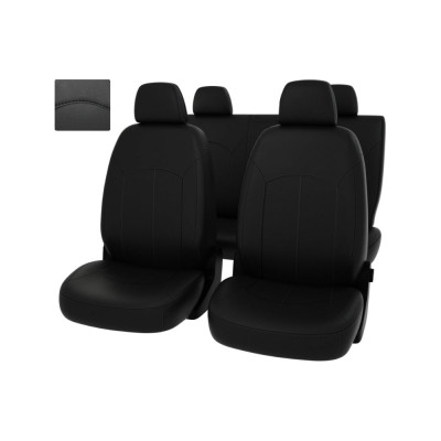 Чехлы PSV Lada Granta I 2018 Рестайлинг Норма Комфорт сплошная спинка черный отстрочка красная экокожа Оригинал 135979