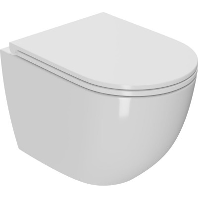 Подвесной безободковый унитаз Bauedge Bau Dream 52x36 Hurricane-2, торнадо обратного потока, быстросъемное тонкое сиденье дюропласт микролифт BL0001-HQ2
