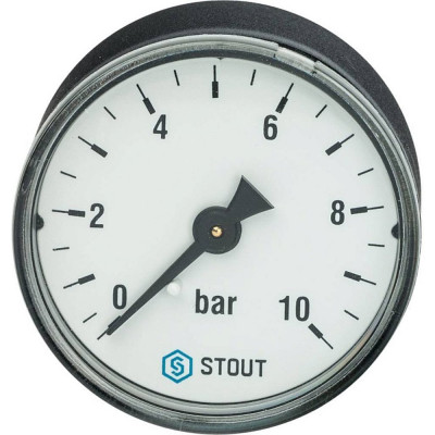 Манометр аксиальный STOUT, корпус Dn 50 мм 1/4, 0...10 бар, кл.2.5 SIM-1009-501008 RG0094NU9EUEFL