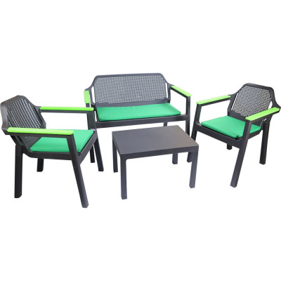 Набор мебели Архимед EASY COMFORT color, диван, 2 кресла, стол венге/зеленый Р6037ВЗ
