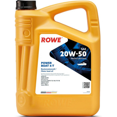 Моторные масла для 4-T двигателей HIGHTEC POWER BOAT 4-T SAE 20W-50 5 л Rowe 20155-0050-99