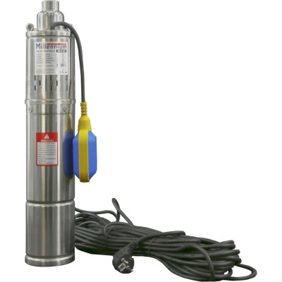 Насос скважинный винтовой Millennium 4", 250 Вт, 95 м, 1.9 м³/ч, нержавеющий корпус с поплавком НВ490ВП(СН495ВП)