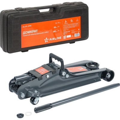 Домкрат подкатной 3т Airline низкопрофильный в кейсе (MIN - 85 мм, MAX - 380 мм) AJ-3F-370K AJ3F370K