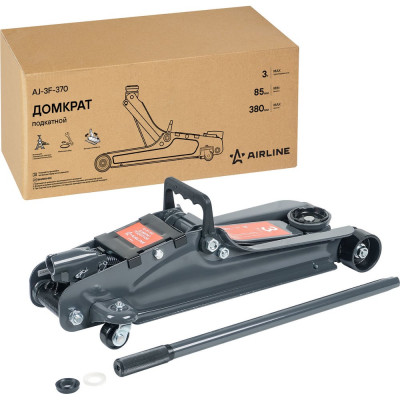 Домкрат подкатной Airline 3т низкопрофильный (MIN - 85 мм, MAX - 380 мм) AJ-3F-370