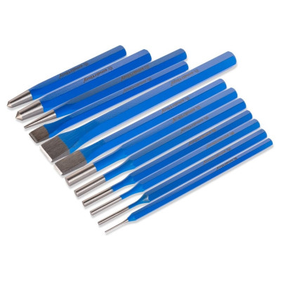 Набор выколоток и зубил Smartbuy 12 шт., 1.5, 2, 3, 4, 5, 6, 8, 10, 12, 16 мм, 48-52 HRC, 40Х, Tools SBT-SPT-2p1
