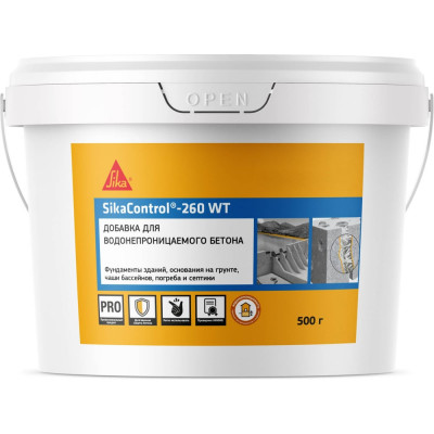 Комплексная добавка для повышения водонепроницаемости бетонов SIKA Control-260 WT 0.5 кг 705467