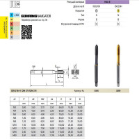 Метчик Guhring M4, DIN371, HSS-E, тип N, TiN 5590 4,000