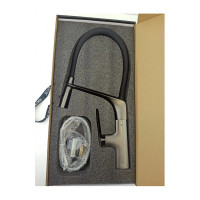 Смеситель для кухни OUTE из латуни цвет темно-серый, с гибким черным силиконовым изливом T11013BY