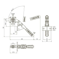 Прижим механический с угловым основанием KUKAMET, усилие 510 кг 133-5