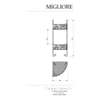 Решетка Migliore COMPLEMENTI угловая, ажурная, двойная L21xP21xH53 см., золото 22938