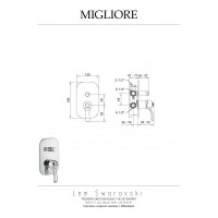 Смеситель Migliore LEM SWAROVSKI скрытого монтажа, 2-х позиционный, с девиатором, золото 18895