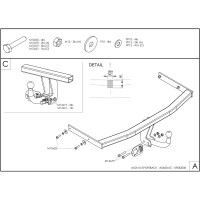 Полностью оцинкованный фаркоп GALIA для Audi A3 Sportback хетчбек 5 дверей 2004-2008, 2008-2013 тип шара A A045A
