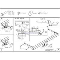 Полностью оцинкованный фаркоп GALIA для Volkswagen Tiguan 2007-2016, 2016-, Audi Q3 2011-2018, Seat Tarraco 2018- быстросъемный шар V069C