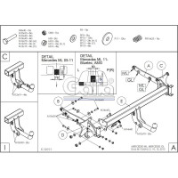 Полностью оцинкованный фаркоп GALIA для Mercedes M-Class 2005-2015, Mercedes GL-Class 2005-2016, Mercedes GLS-Class 2016-2019, Mercedes GLE-Class 2015-2019 M115A