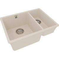 Кухонная мойка из кварцгранита Lemark SINARA 550.2-U цвет: шампань комплектация: крепеж, сливная арматура с переливом в комплекте арт. 9910084
