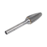 Борфреза гиперболическая со сфер торц(F) 12,5x25x65ВК8 dхв=6мм спиральная насечка Beltools ri.377.20