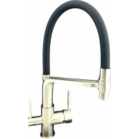 Смеситель для кухни OUTE с гибким изливом и дополнительным выводом под фильтр сатин T61303BL