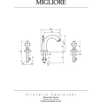 Смеситель для раковины Migliore CRISTALIA на 3 отв., ручки CRYSTAL, бронза 18583