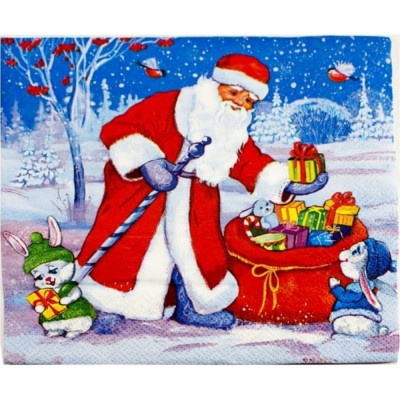 Бумажные салфетки EUROHOUSE 33х33 см, 2-слойные, 15 шт., новогодняя ночь нг 16018