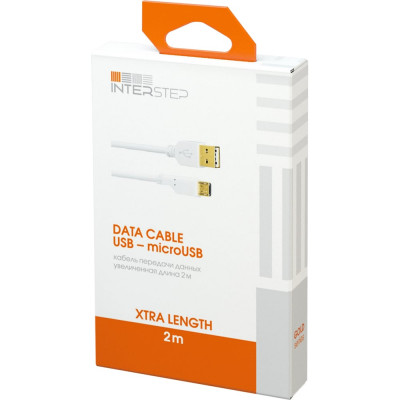 Кабель передачи данных Interstep, IS Micro USB 2.0 2m, белый GOLD, B201 23339