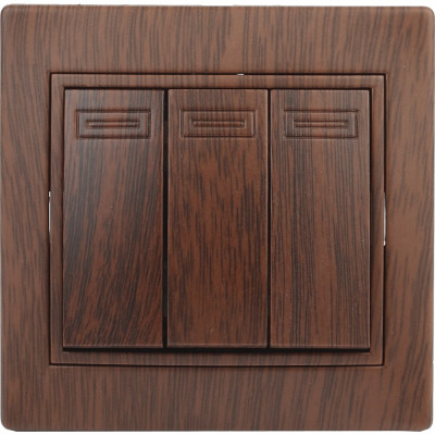 Тройной выключатель Intro 10А, 250В, IP20, СУ, Plano, венге Б0030052