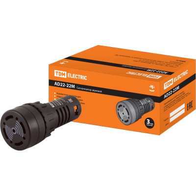 Звуковой сигнализатор TDM ELECTRIC AD22-22M/k23 d22 мм 24 В АС/DC черный SQ0746-0001