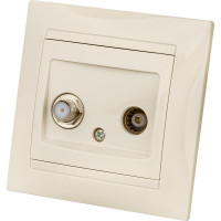 Розетка TV мама + SAT F-разъем, слоновая кость 0-2400МГц TDM ELECTRIC Лама SQ1815-0120