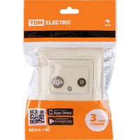 Розетка TV мама + SAT F-разъем, слоновая кость 0-2400МГц TDM ELECTRIC Лама SQ1815-0120