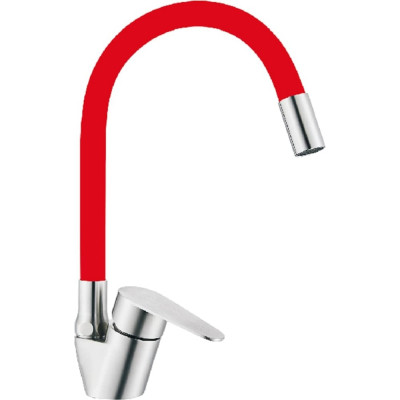 Смеситель для кухни OUTE однорычажный из нержавеющей стали SUS 304, красный/хром T40583B-8 T40593B-8