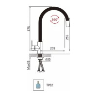 Смеситель для кухни OUTE из нержавеющей стали SUS 304 с синим гибким съемным изливом, цвет матовый T40193B-3
