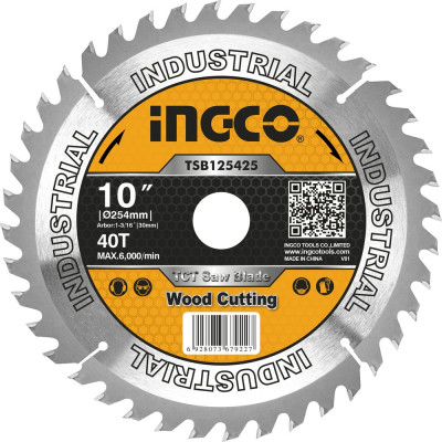 Диск пильный по дереву TCT (254х30 мм; 40Т) INGCO TSB125425