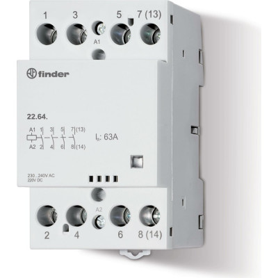 Модульный контактор Finder 2но+2нз; контакта 63а; = 120в Ac/Dc; - Agsno2 226401204610PAS
