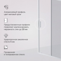 Душевая дверь AM.P Gem Solo 100x195, стекло тонированное, профиль матовый хром W90G-100-1-195MG